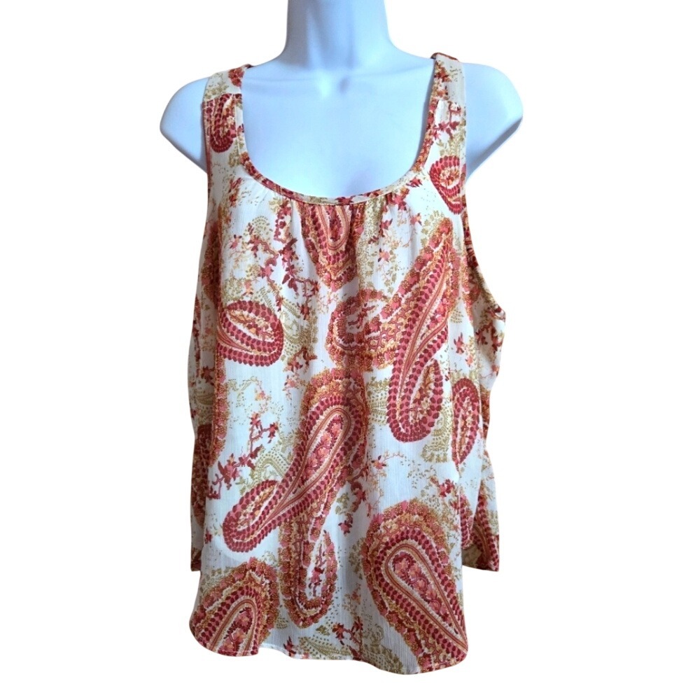 Ambiance Apparell Paisley Print Sleeveless Top Large